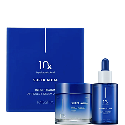 Интенсивно увлажняющий набор для лица с гиалуроновой кислотой SUPER AQUA ULTRA HYALRON AMPOULE & CREAM DUO SET